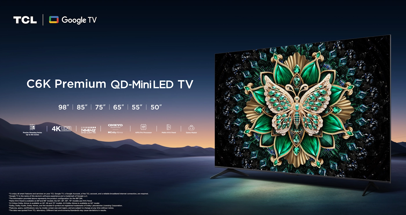 TCL 65C6K Premium QD-Mini LED 144Hz Google Smart TV